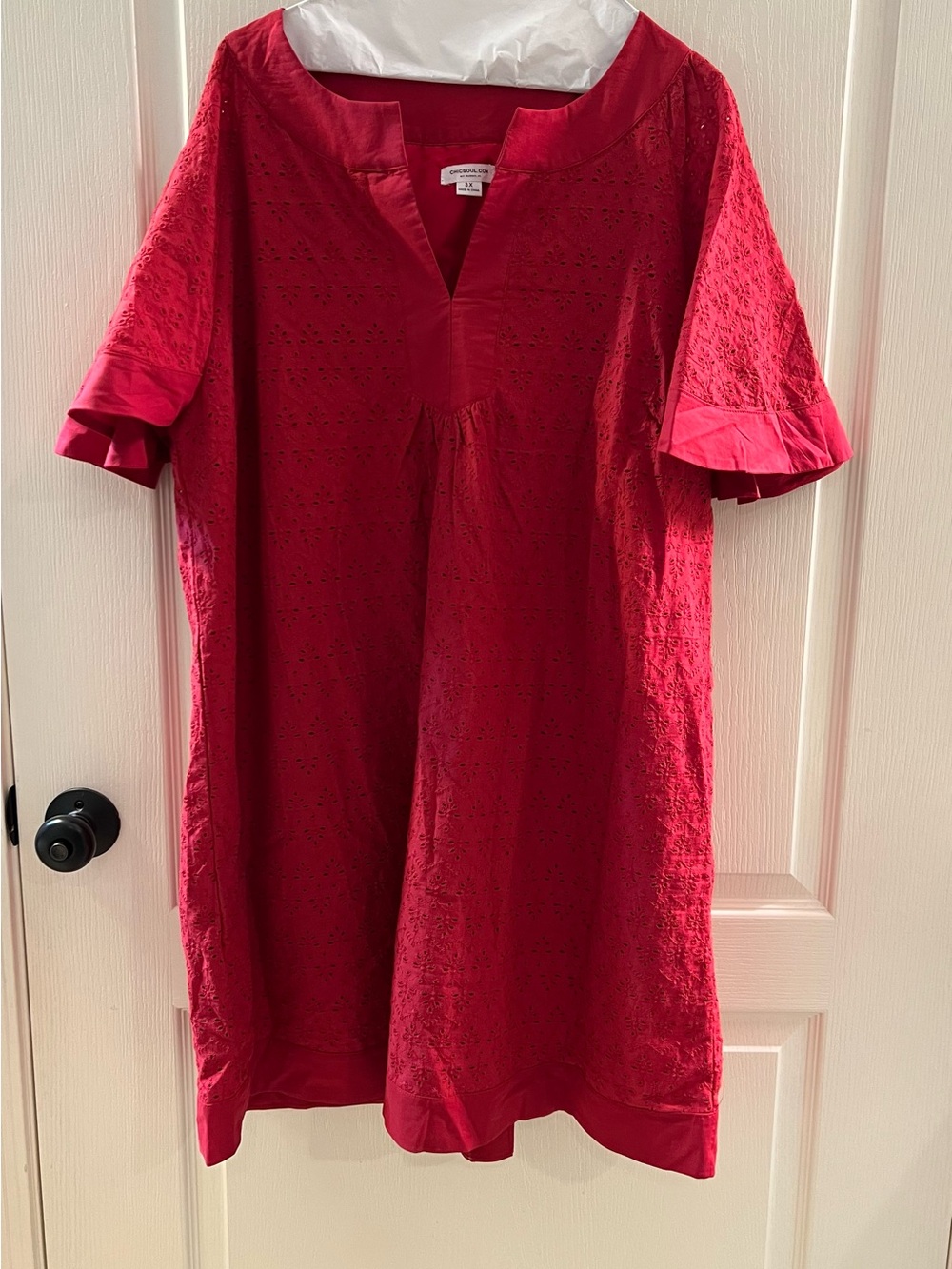 Women’s Red Eyelet Tunic Dress